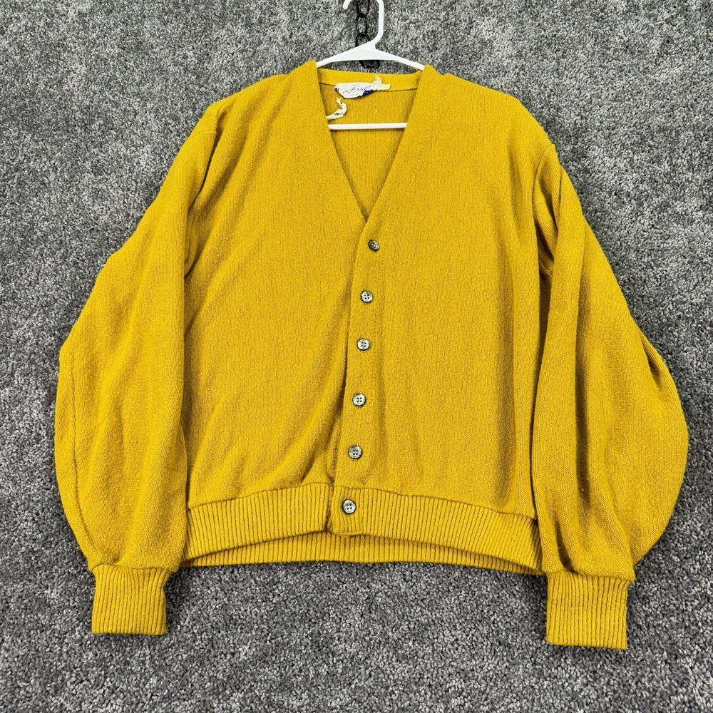 Vintage Jersild Sweater Mens Large Yellow Button Cardigan Long Sleeve Knit City
